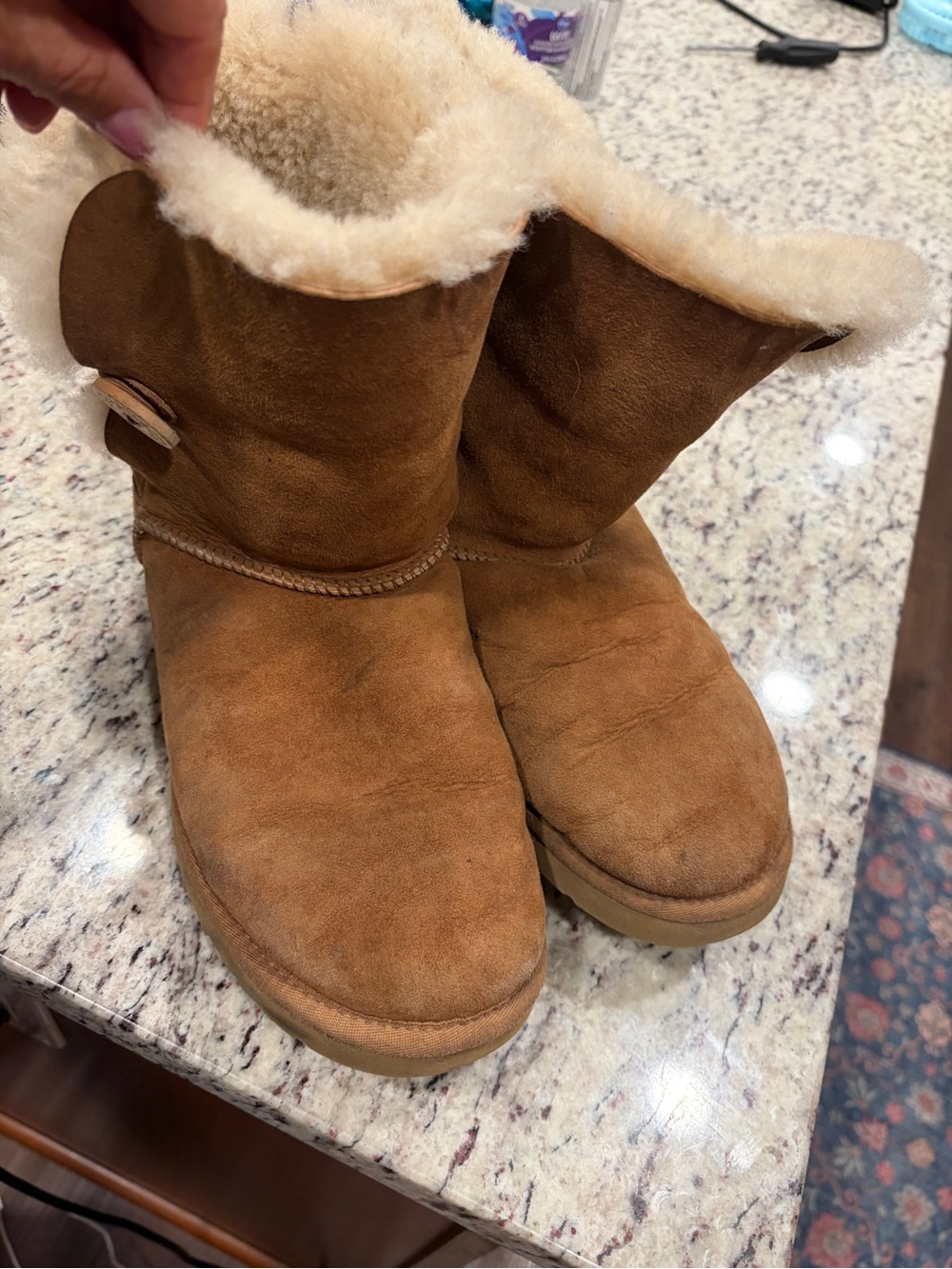 UGG Chestnut Suede Shearling Short Boots